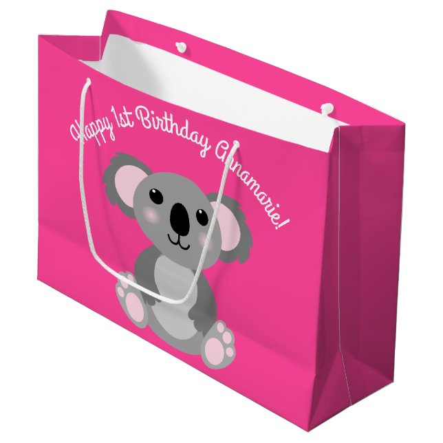 Koala Bear Cute Kid Birthday Party Large Gift Bag (Front Angled)