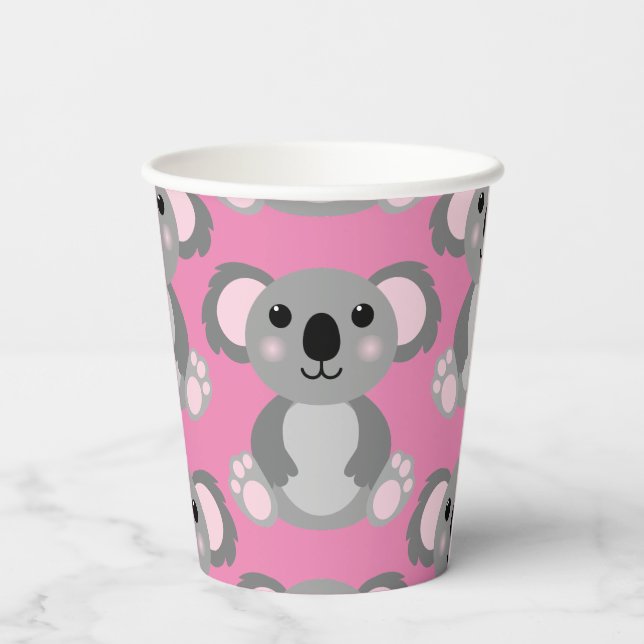 Koala Bear Cute Kid Birthday Party Paper Cups (Back)