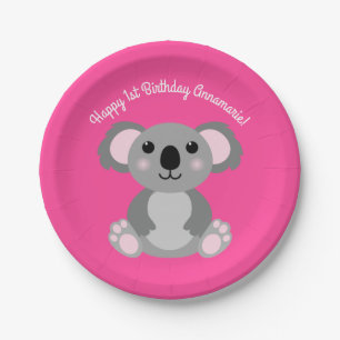 Koala Bear Cute Kid Birthday Party Paper Plate