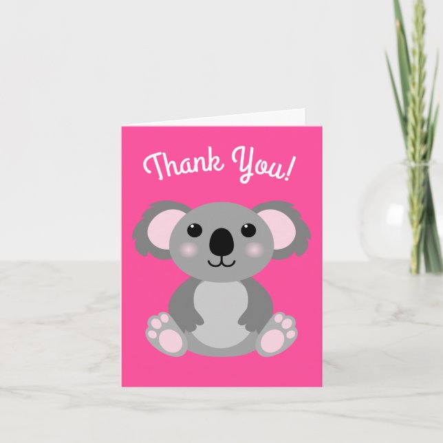 Koala Bear Cute Kid Birthday Party Thank You Card (Front)