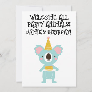KOALA BEAR CUTE KIDS BIRTHDAY INVITATIONS