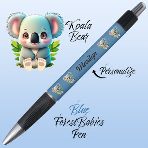 Koala Bear, Cute Whimsical Woodland Animal Blue