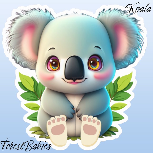 Koala Bear, Cute Wildlife Nature Animal Graphic (🐨 Koala ForestBabies Sticker)