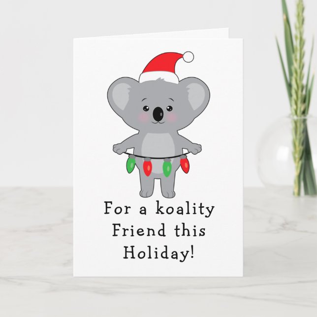 Koala Bear Decorating for Christmas Friend Card (Front)