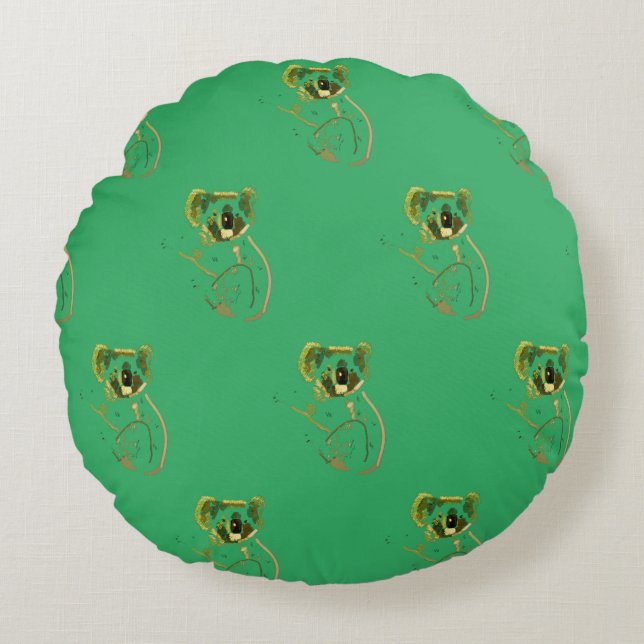 Koala Bear Drawing Round Cushion (Front)