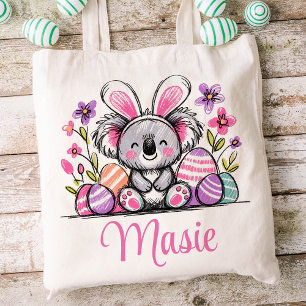 Koala Bear Easter Kids Name Girls Bunny Tote Bag