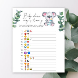 Koala Bear Emoji picture game baby shower