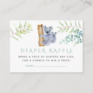 Koala Bear Eucalyptus Leaves Baby Diaper Raffle Enclosure Card