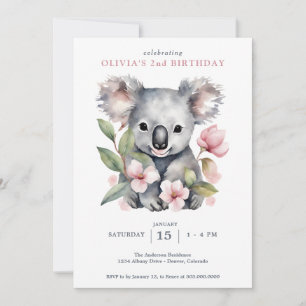Koala Bear FIrst Birthday  Invitation