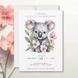 Koala Bear FIrst Birthday  Invitation