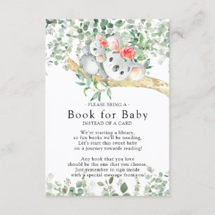Koala Bear Girls Baby Shower Book for Baby Card