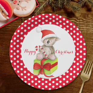 Koala bear Happy Christmas party paper plate