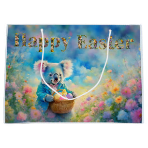 Koala bear holding a basket of Easter eggs Large Gift Bag