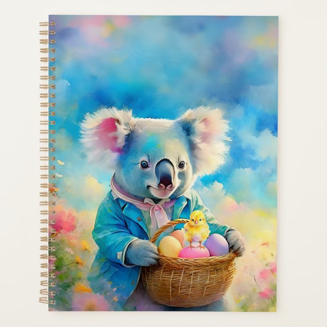 Koala bear holding a basket of Easter eggs Planner (Front)