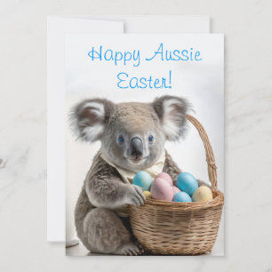 Koala bear holding a basket with Easter eggs Holiday Card
