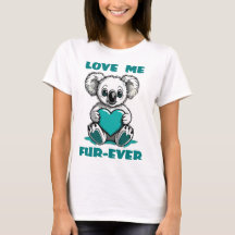 Koala Bear Hugging Teal Heart Valentine's Day Gift