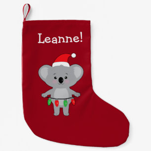Koala Bear in Santa Hat Decorating for Christmas S Small Christmas Stocking