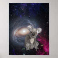 Koala Bear in Space Fun Surreal Poster