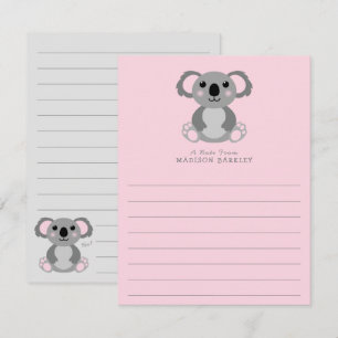 Koala Bear Kid's Cute Flat Stationary Cards