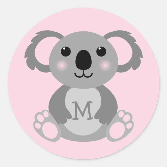 Koala Bear Kid's Cute Name Envelope Seal Stickers (Front)