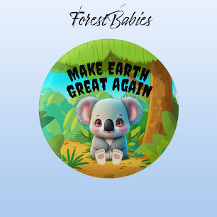 Koala Bear, Make Earth Great Again, Environmental 3 Cm Round Badge