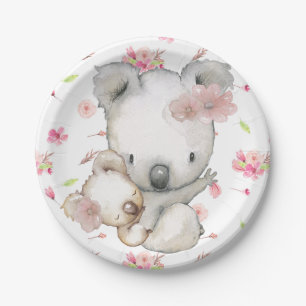 Koala Bear Mum and Baby Paper Plate