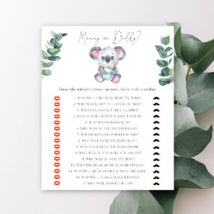 Koala Bear Mummy or daddy baby shower game