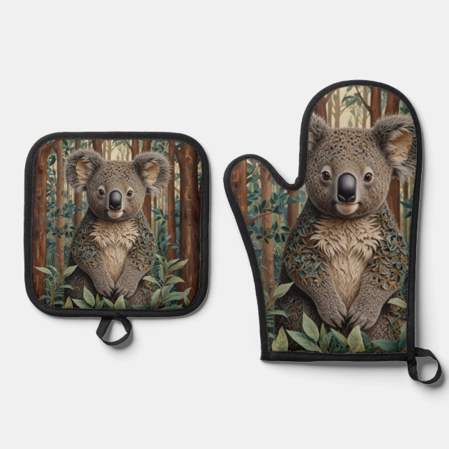 Koala Bear Oven Mitt & Pot Holder Set (Front)