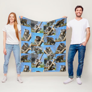 Koala Bear Photo Collage Blanket, Fleece Blanket