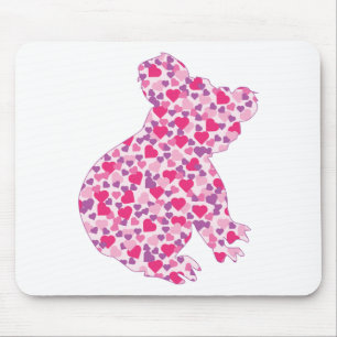 Koala-Bear-Pink-Hearts Mouse Mat