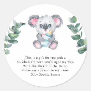 Koala Bear - Prayer Candle Label
