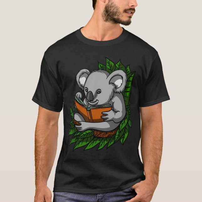 Koala Bear Reading Books T-Shirt (Front)