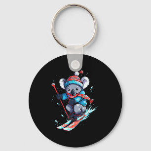 Koala bear skiing skier ski winter snow key ring