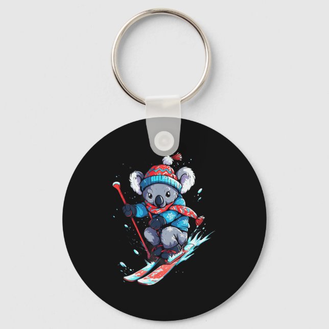 Koala bear skiing skier ski winter snow  key ring (Front)