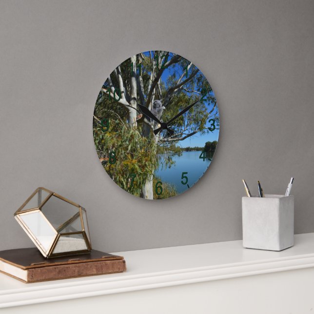 Koala Bear Sleeping In Gum Tree, Large Clock (Office)