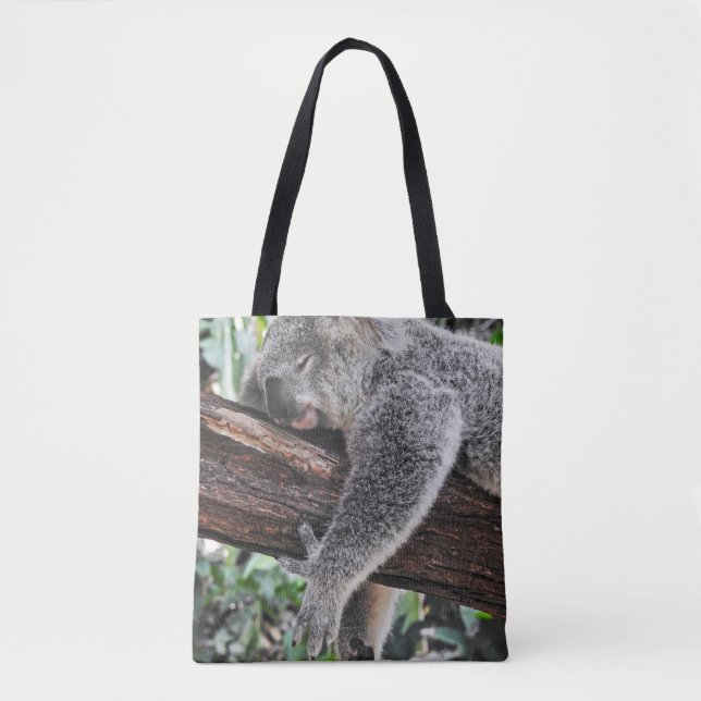 KOALA BEAR SLEEPING ON TREE TOTE BAG (Front)