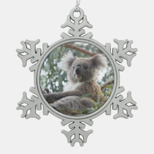 Koala Bear Snowflake Pewter Christmas Ornament
