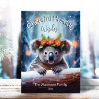 Koala Bear Snowy Winter Forest Cheerful Christmas