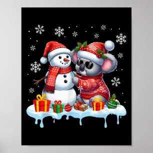 Koala Bear Sungles Sweater Build Snowman Xmas Wild Poster