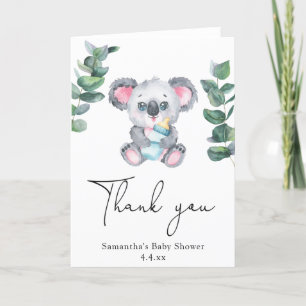 Koala bear thank you baby shower card