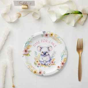 Koala Bear Themed Time for Cake Baby Shower Paper Plate