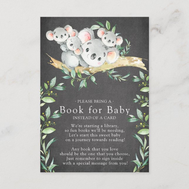 Koala Bear Triplets Baby Shower Book for Baby Card (Front)