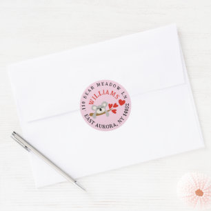 Koala Bear Valentines Day Hearts Return Address Classic Round Sticker
