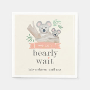 Koala Bear We Can Bearly Wait Baby Shower Napkin