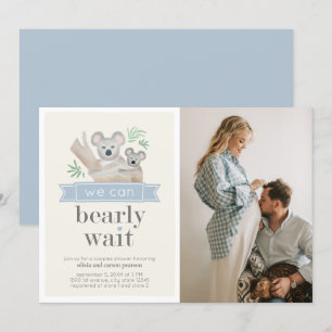 Koala Bear We Can Bearly Wait Couples Baby Shower  Invitation