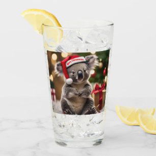 Koala Bear Wearing Santa Hat,  Glass