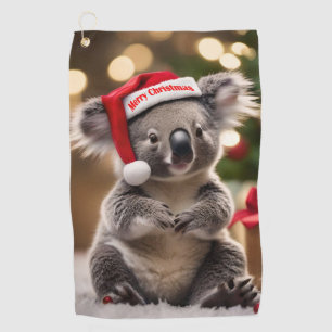 Koala Bear Wearing Santa Hat,  Golf Towel