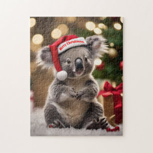 Koala Bear Wearing Santa Hat, Jigsaw Puzzle