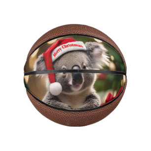Koala Bear Wearing Santa Hat, Mini Basketball