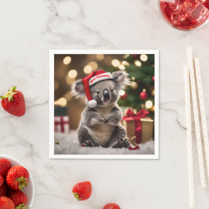 Koala Bear Wearing Santa Hat, Napkin